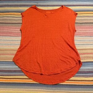 Sigrid Olsen Womens XL Orange 100% Linen Sleeveless Scoop Neck Top Blouse